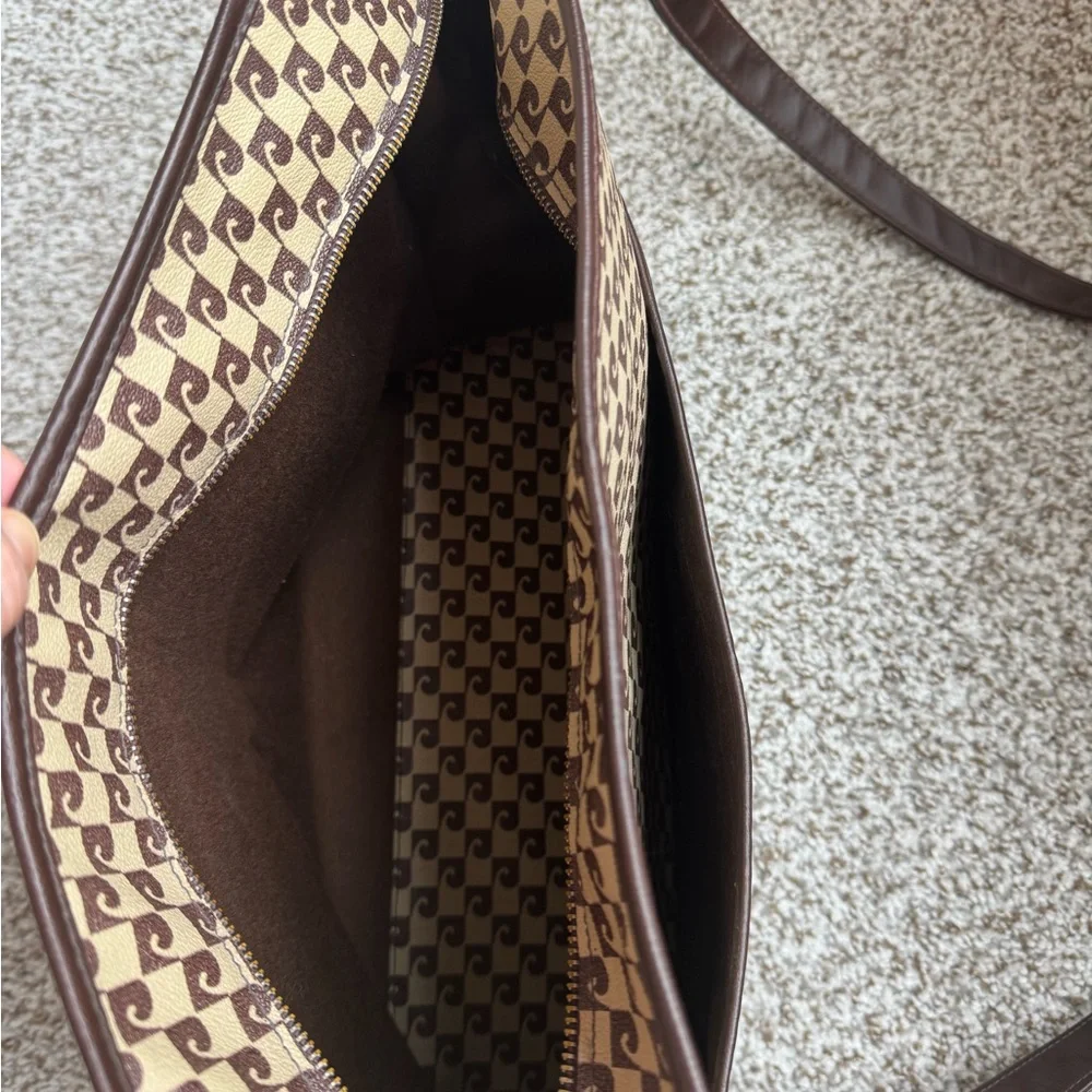 Vintage 60’s Pierre Cardin Tan and Brown Men's Messenger Bag